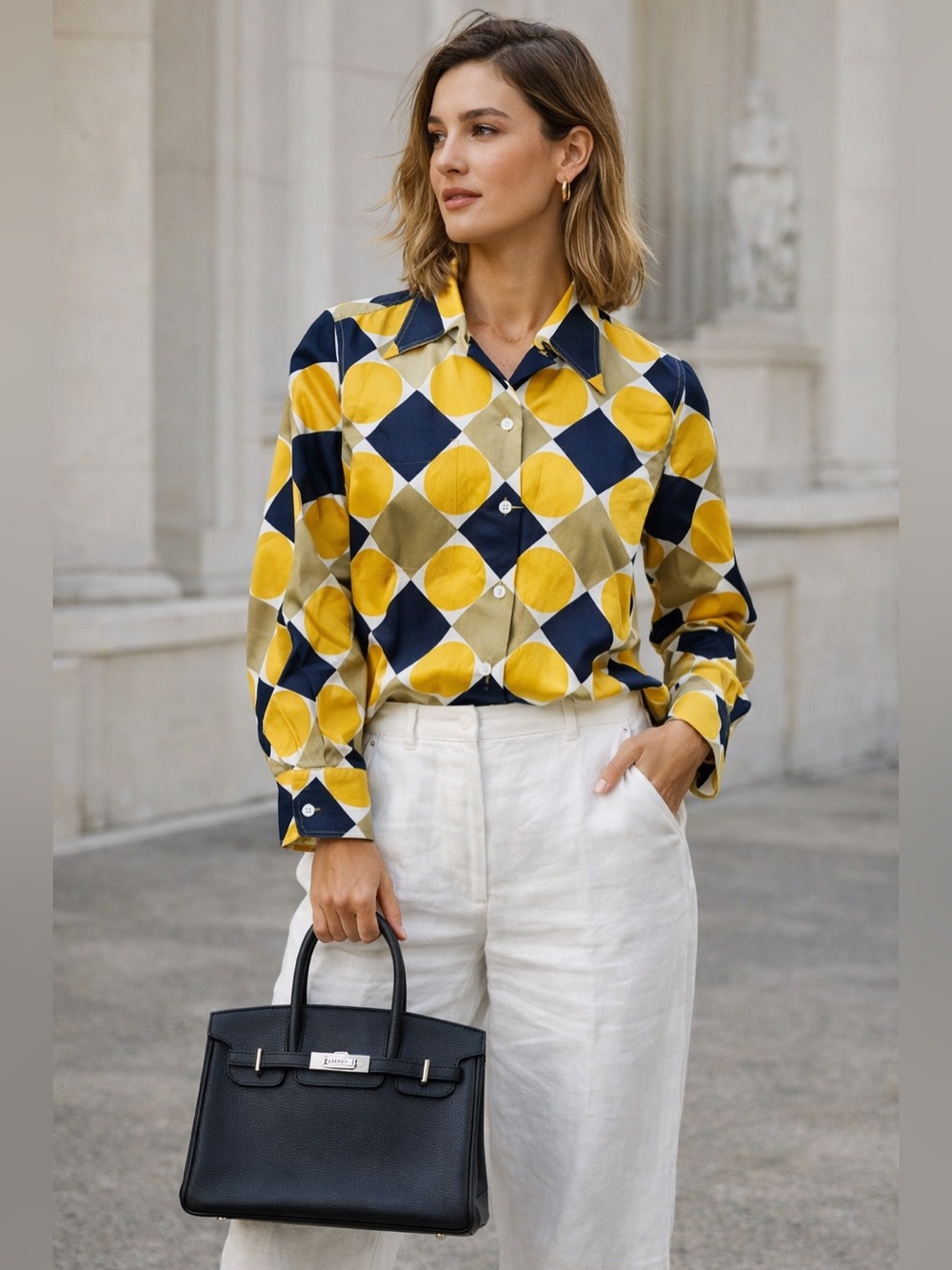 Vintage Banana Republic Geometric Print Button-Down Shirt